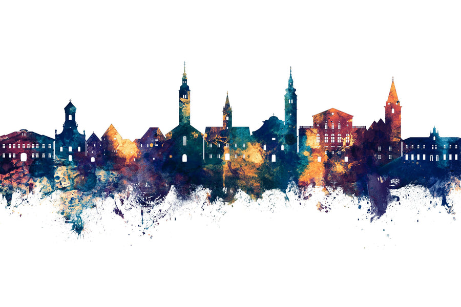 Varaždin Croatia Skyline Blue & Bronze Mural Wallpaper