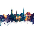 Varaždin Croatia Skyline Blue & Bronze Mural Wallpaper - pure wallpaper artwork