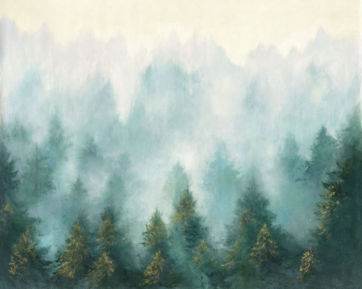 Misty Forest Mural Wallpaper - pure wallpaper artwork