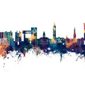 Ithaca New York Skyline Blue & Bronze Mural Wallpaper - pure wallpaper artwork