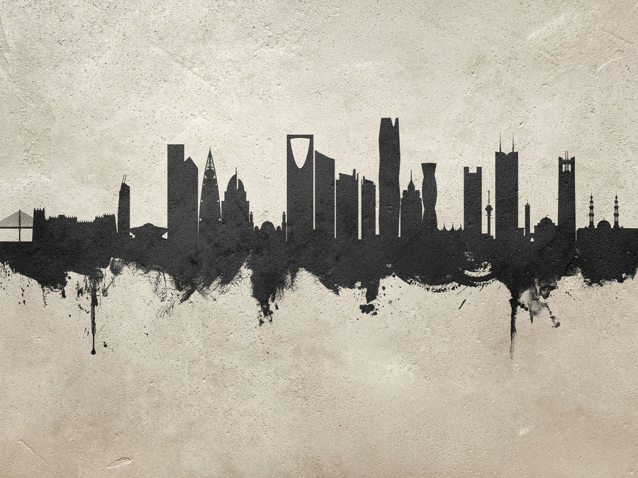 Riyadh Saudi Arabia Skyline Concrete Mural Wallpaper