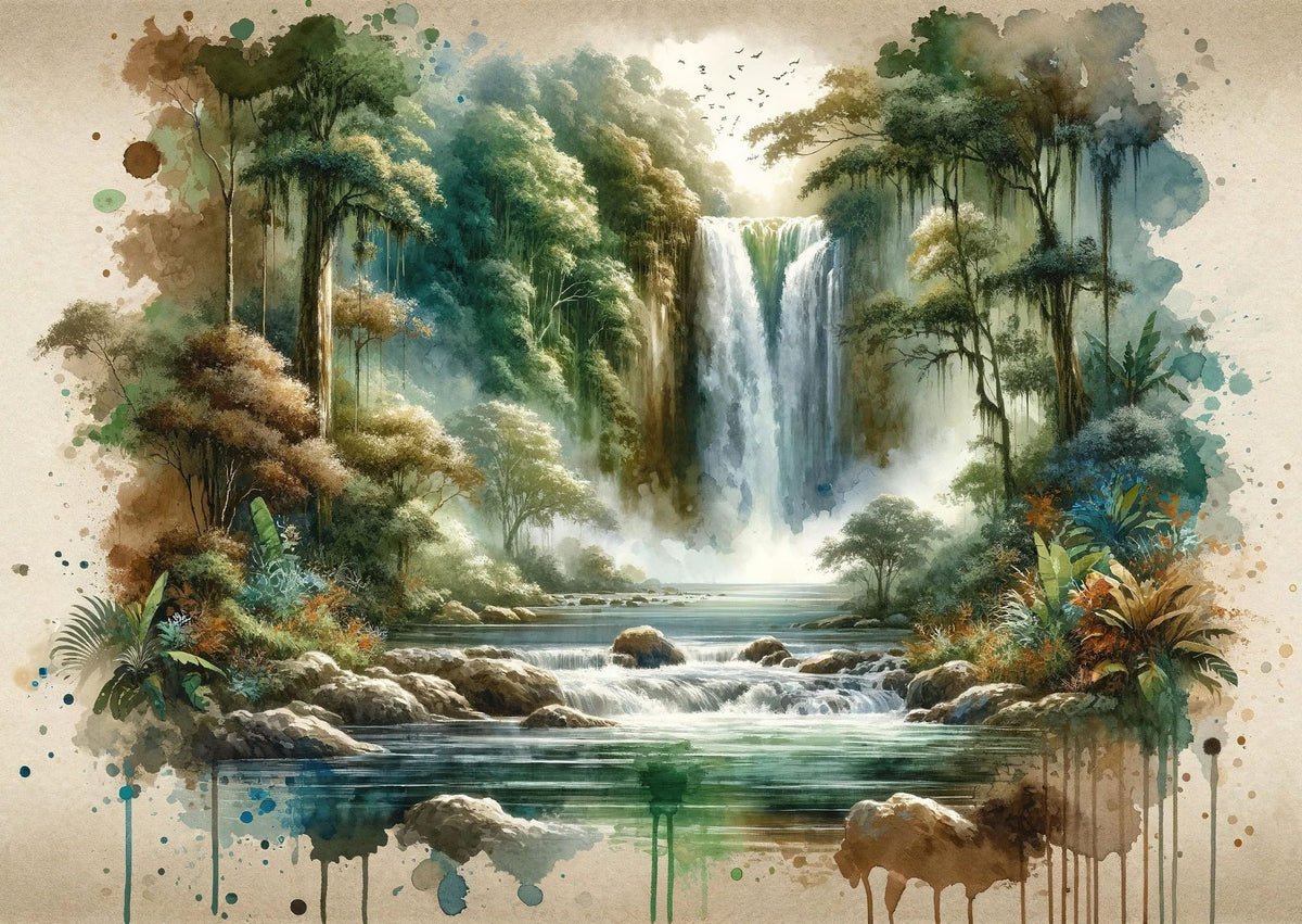 Tropical Waterfall Mural Wallpaper - pure wallpaper artwork