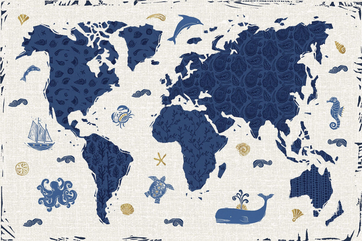 Sea This Map White Mural Wallpaper - pure wallpaper artwork