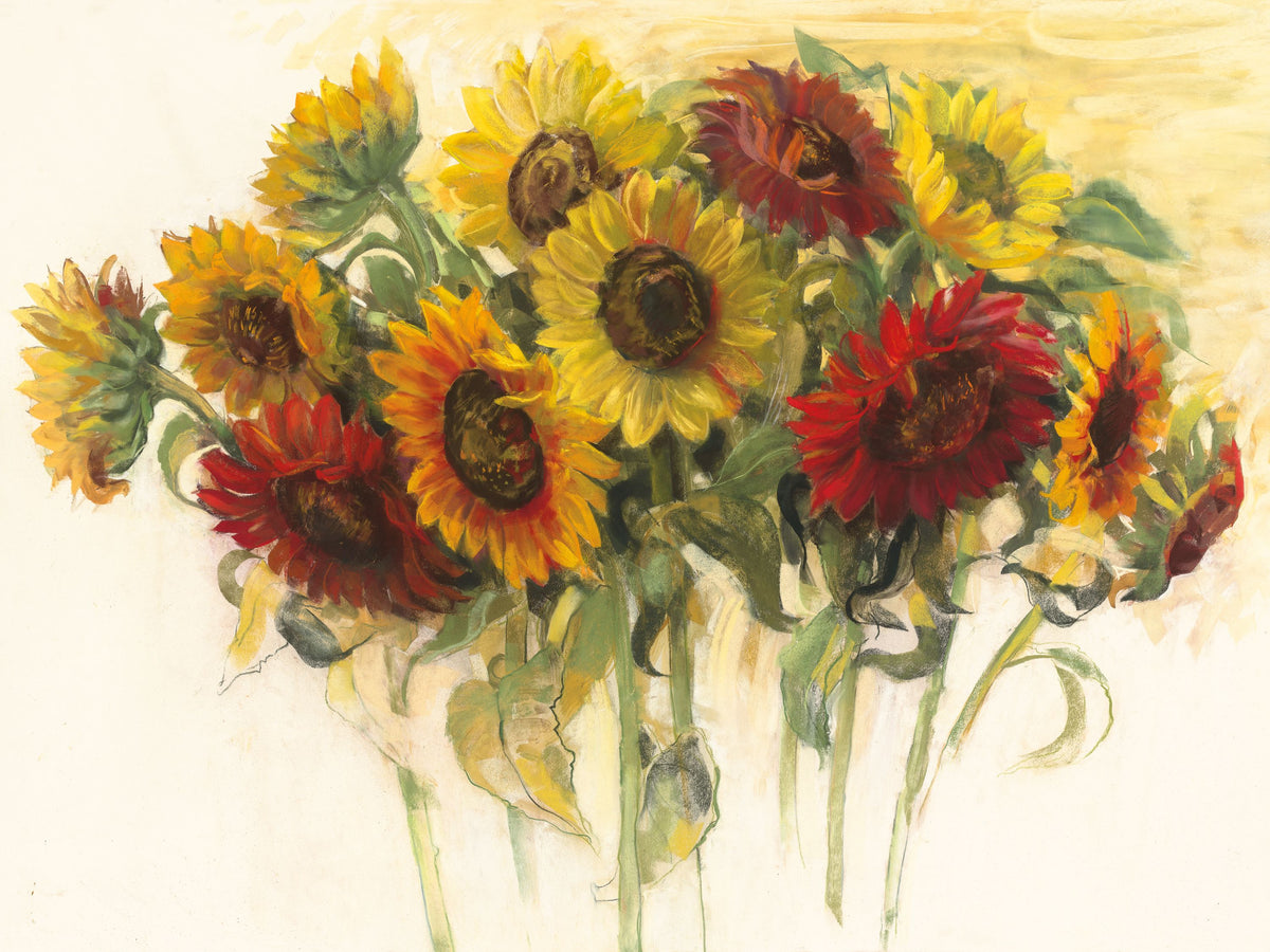 Gathering Sunflowers Mural Wallpaper - pure wallpaper artwork