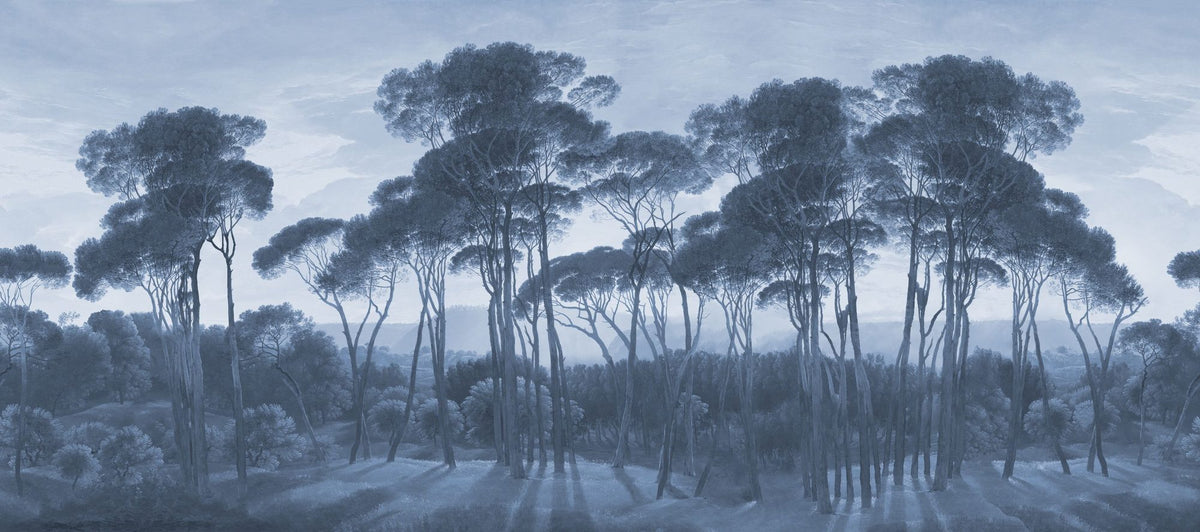 Mediterranean Pine Landscape, Blues Mural Wallpaper - pure wallpaper artwork