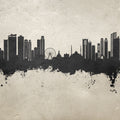 Sharjah Skyline Concrete Mural Wallpaper - pure wallpaper artwork