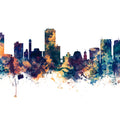 Wellington New Zealand Skyline Blue & Bronze Mural Wallpaper - pure wallpaper artwork