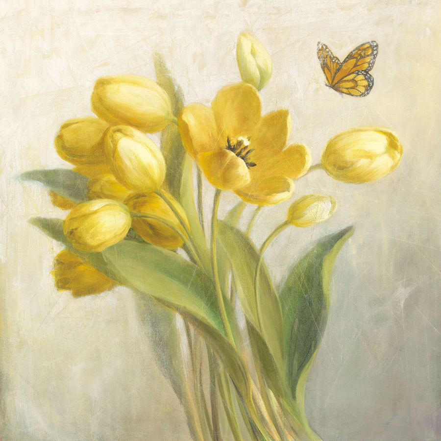 Yellow French Tulips Mural Wallpaper