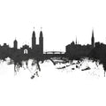 Zurich Switzerland Skyline Black & White Mural Wallpaper - pure wallpaper artwork