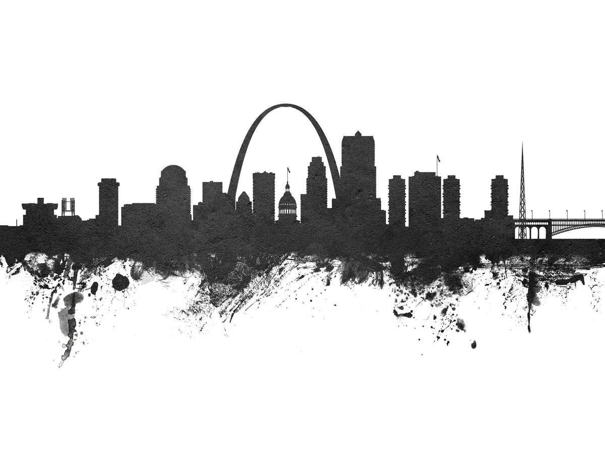St Louis Missouri Skyline Black & White Mural Wallpaper - pure wallpaper artwork