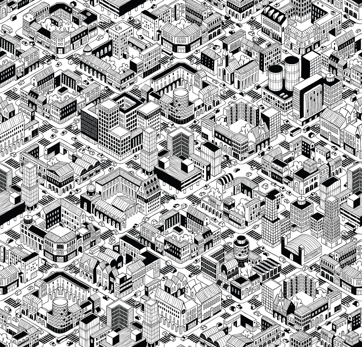 Straight Streets BW Mural Wallpaper - pure wallpaper artwork