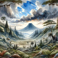 Lush Jungle Valley with Mountains Mural Wallpaper - pure wallpaper artwork