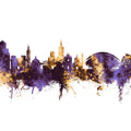 Valencia Spain Skyline Purple & Gold Mural Wallpaper - pure wallpaper artwork