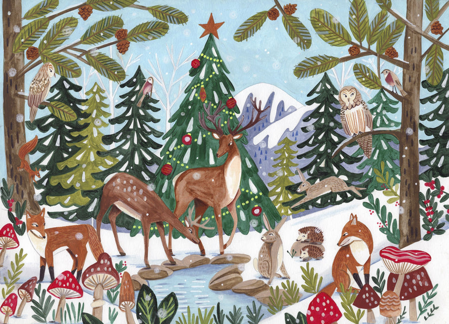 Animal Winter Scene Mural Wallpaper