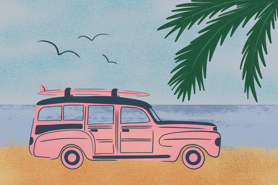 Sweet Surf Wagon Mural Wallpaper