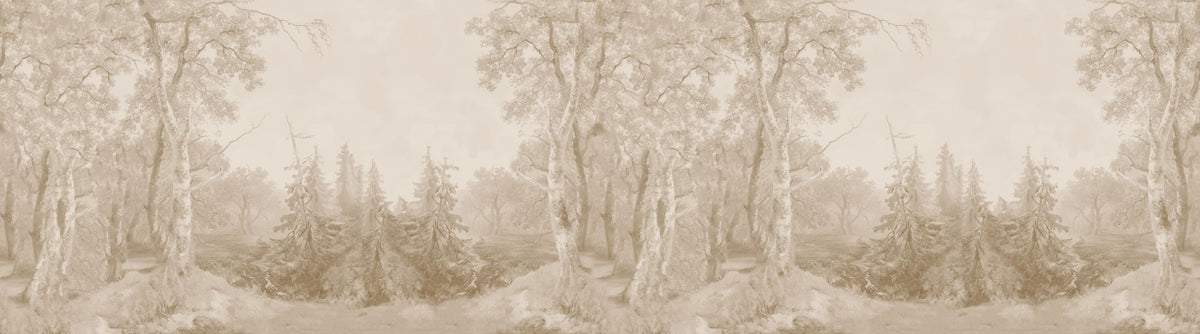 Forest Immersion Pale Beige Mural Wallpaper - pure wallpaper artwork
