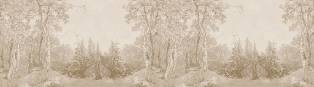 Forest Wallpaper Mural – Woodland Wall Mural – Forest Immersion Pale Beige