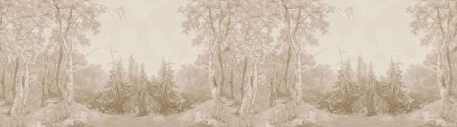 Forest Wallpaper Mural – Woodland Wall Mural – Forest Immersion Pale Beige printable artwork