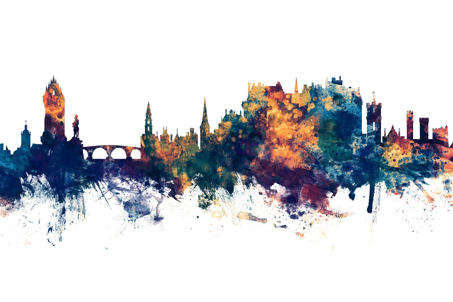 Stirling Scotland Skyline Blue & Bronze Mural Wallpaper