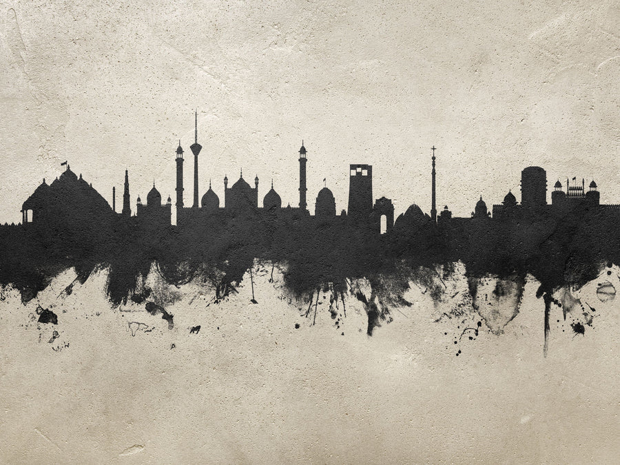 New Delhi India Skyline Mural Wallpaper - Neutral Tone