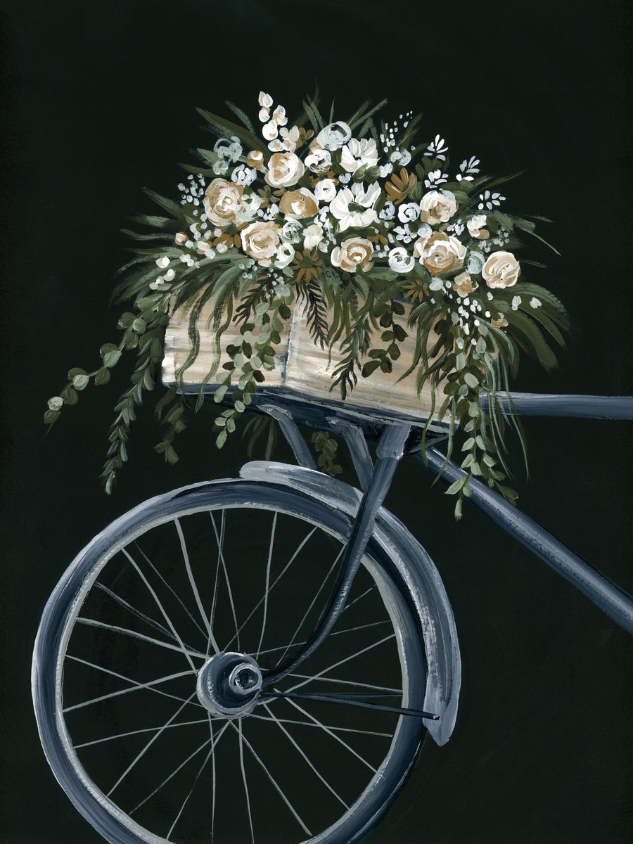 Vintage Bicycle with Florals Mural Wallpaper