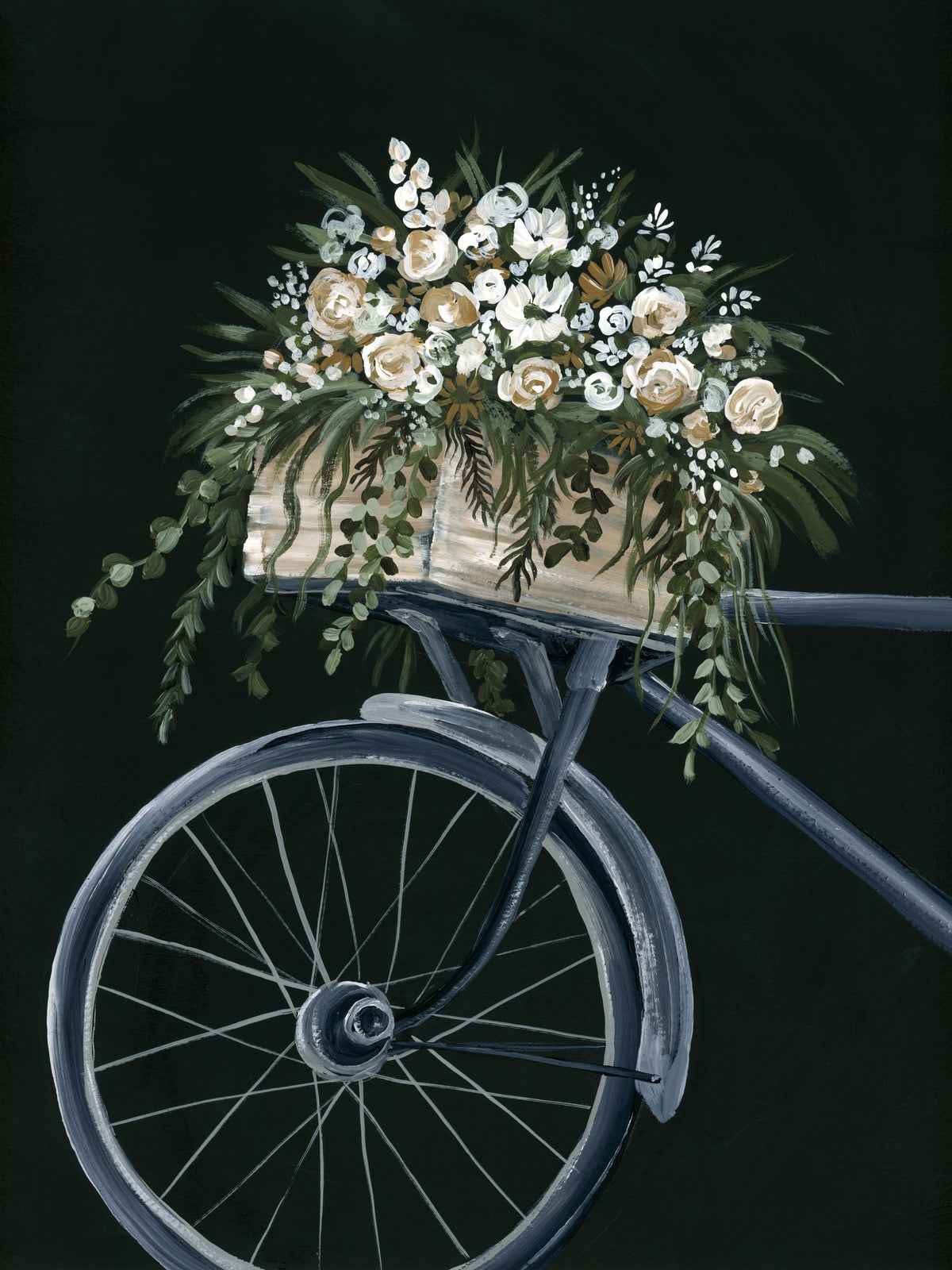 Vintage Bicycle with Florals Mural Wallpaper - pure wallpaper artwork