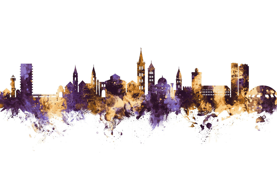 Zadar Croatia Skyline Purple & Gold Mural Wallpaper