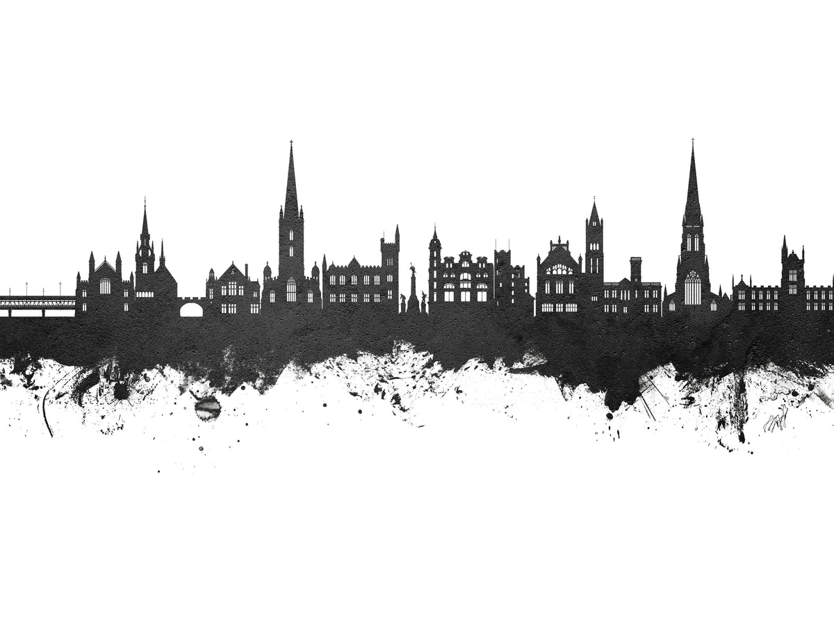 Derry Northern Ireland Skyline Black & White Mural Wallpaper - pure wallpaper artwork