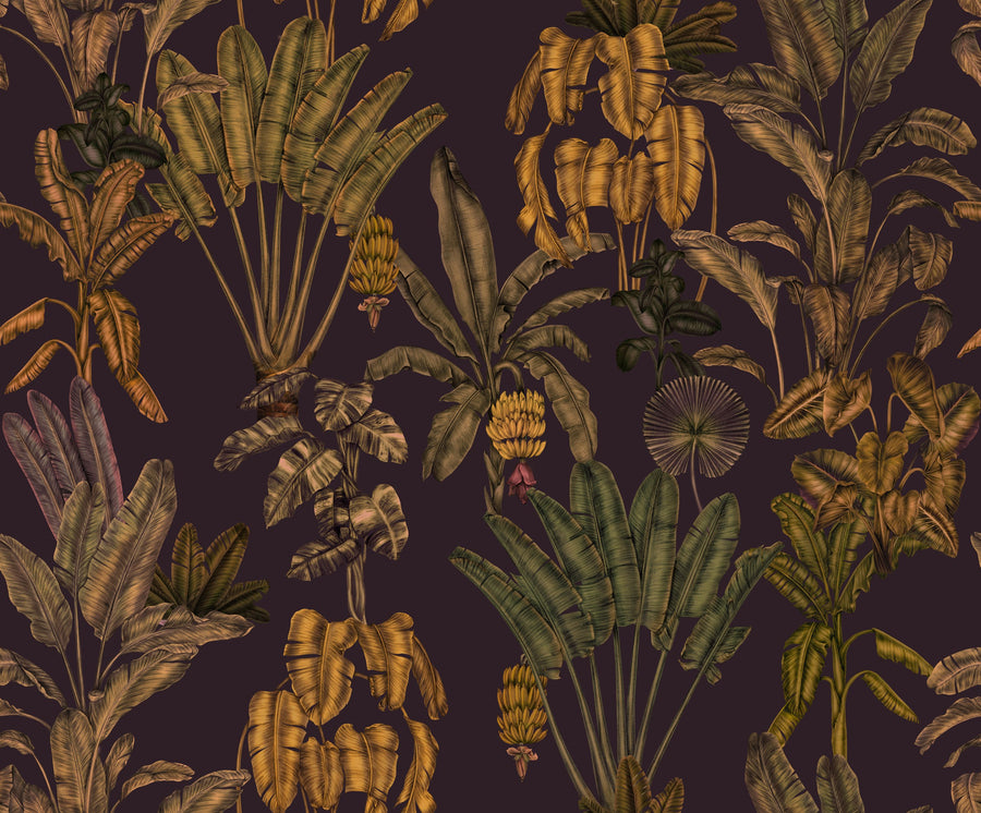 Banana Grove, Plum Mural Wallpaper