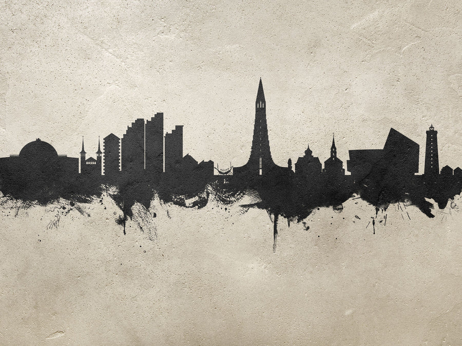 Reykjavík Skyline Concrete Mural Wallpaper