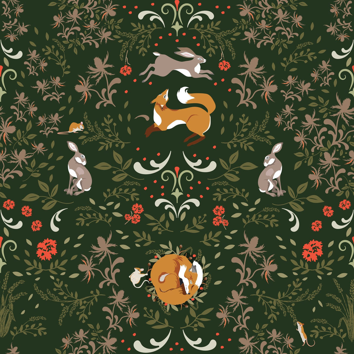 Friends Forever, Forest Green Mural Wallpaper - pure wallpaper artwork