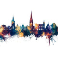 Perth Scotland Skyline Blue & Bronze Mural Wallpaper - pure wallpaper artwork
