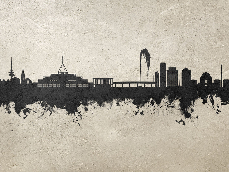 Canberra Skyline Concrete Mural Wallpaper