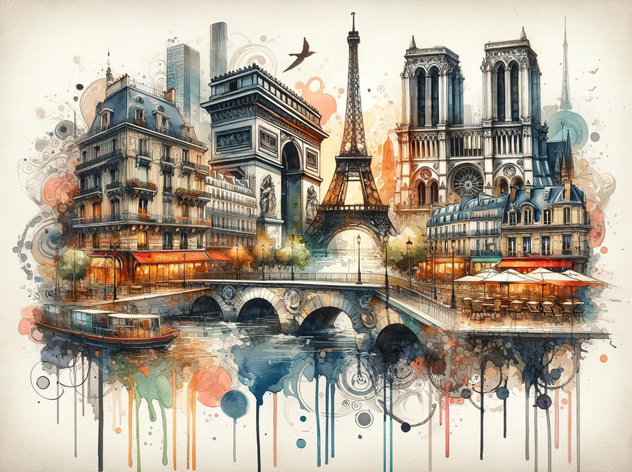 Watercolor Paris Mural Wallpaper