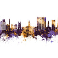 Stockport England Skyline Purple & Gold Mural Wallpaper - pure wallpaper artwork
