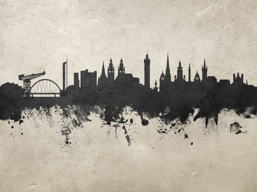 Glasgow Scotland Skyline Concrete Mural Wallpaper