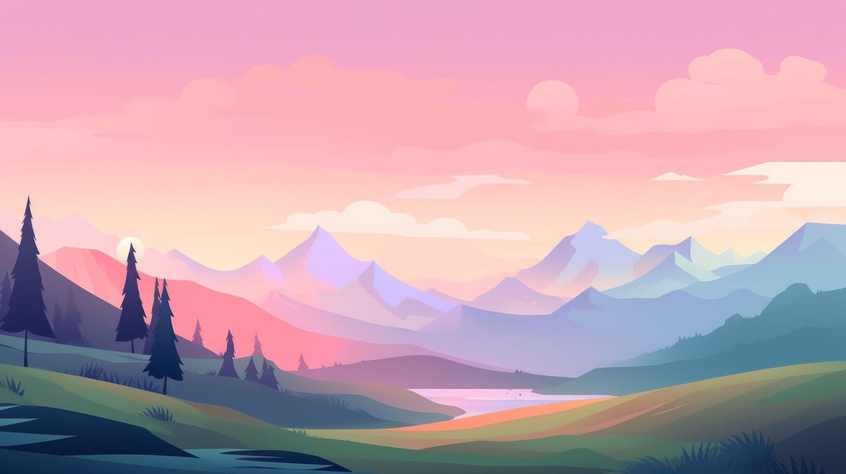 Pink Mountains Mural Wallpaper - pure wallpaper artwork