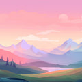 Pink Mountains Mural Wallpaper - pure wallpaper artwork