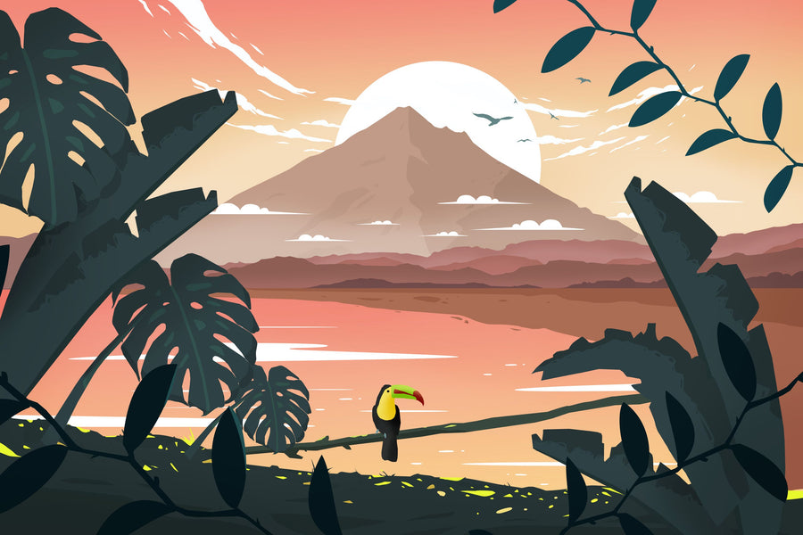Travel Costa Rica Mural Wallpaper - Red Tone