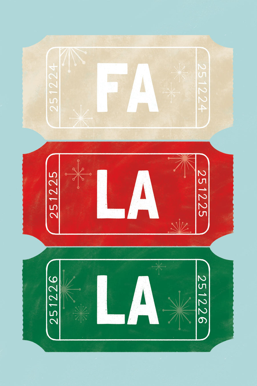 Ticket Stubs Christmas Mural Wallpaper