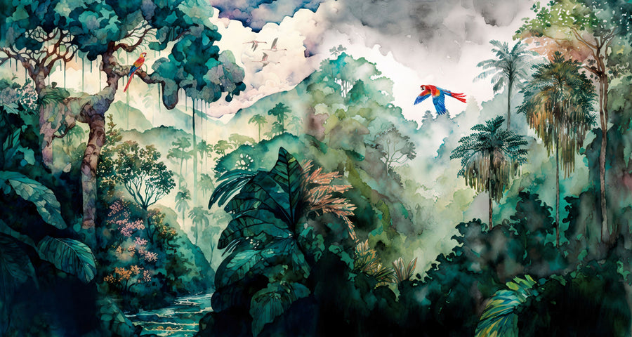 Parrot Grove Mural Wallpaper