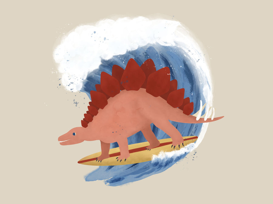 Surfing Stegosaurus Mural Wallpaper
