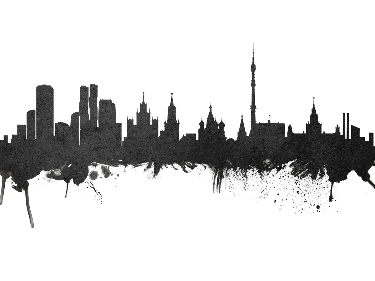 Moscow Russia Skyline Black & White Mural Wallpaper - pure wallpaper artwork