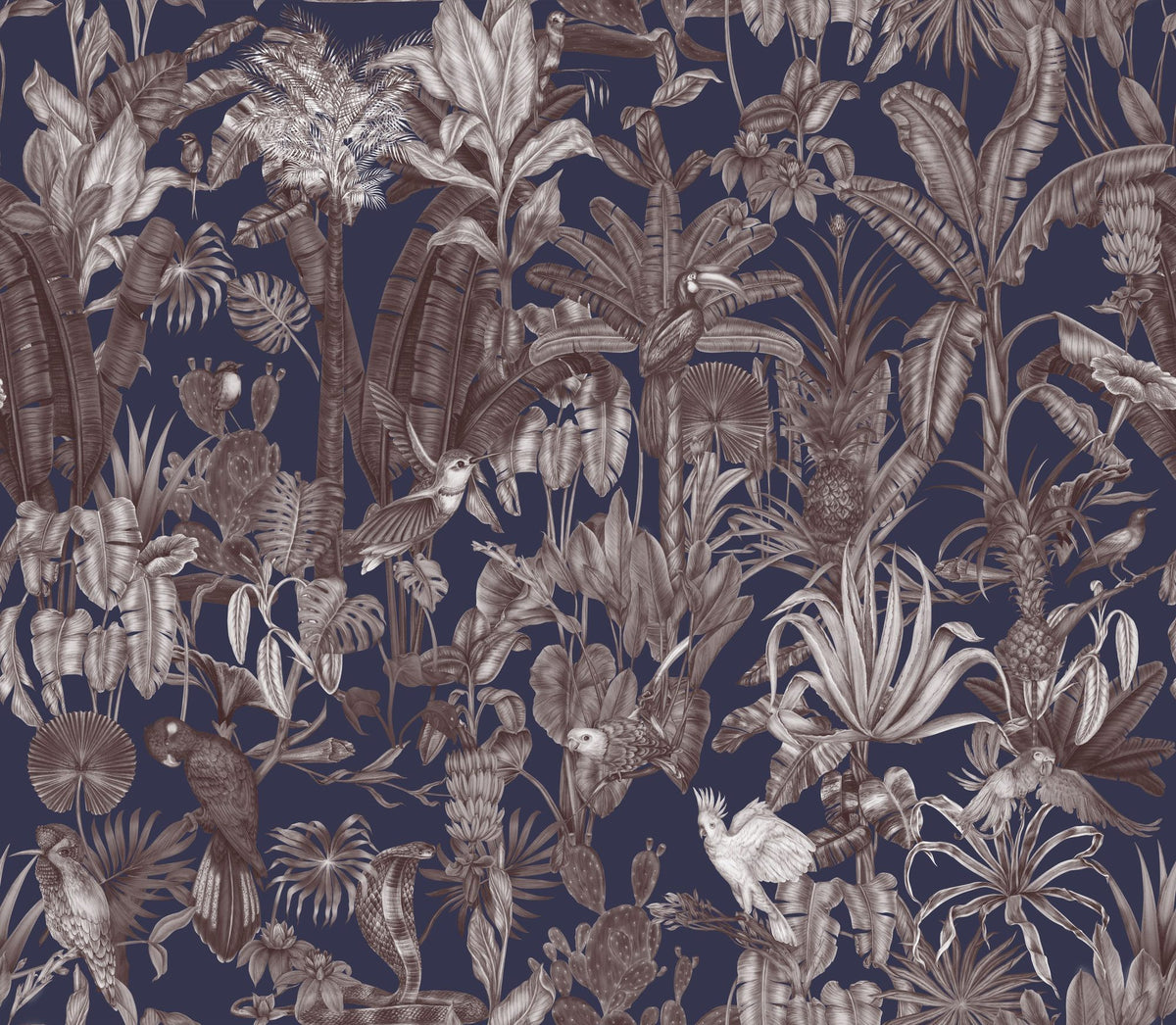 Tropical Wonderland, Eggplant Mural Wallpaper - pure wallpaper artwork