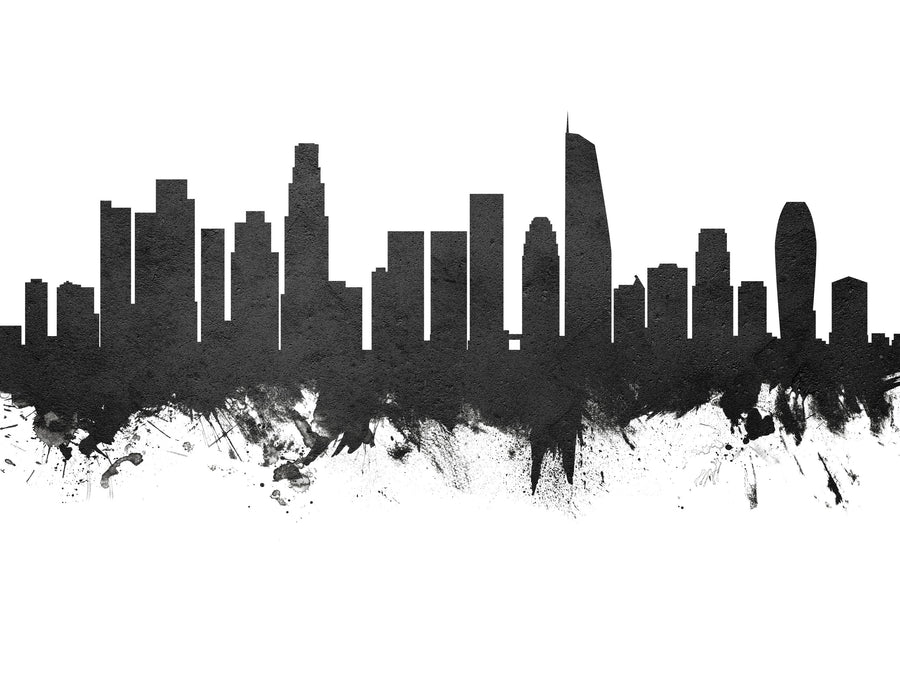 Los Angeles Skyline Black & White Mural Wallpaper