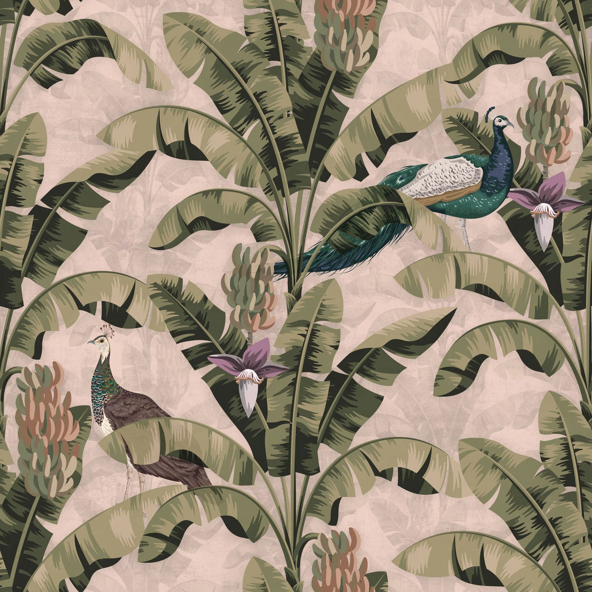 Banana Plant Pink Mural Wallpaper - pure wallpaper artwork