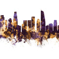 Los Angeles Skyline Purple & Gold Mural Wallpaper - pure wallpaper artwork