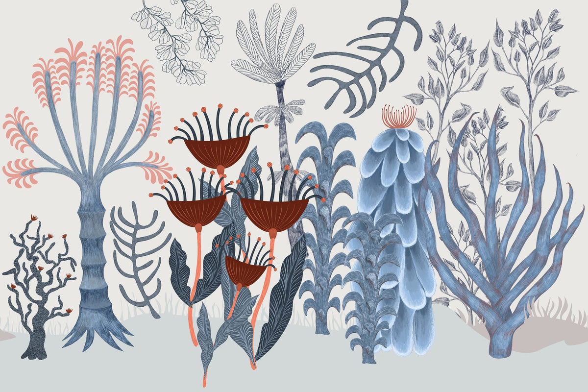 Purpurea Trees Mural Wallpaper - pure wallpaper artwork