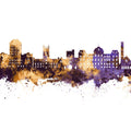 Poughkeepsie New York Skyline Purple & Gold Mural Wallpaper - pure wallpaper artwork
