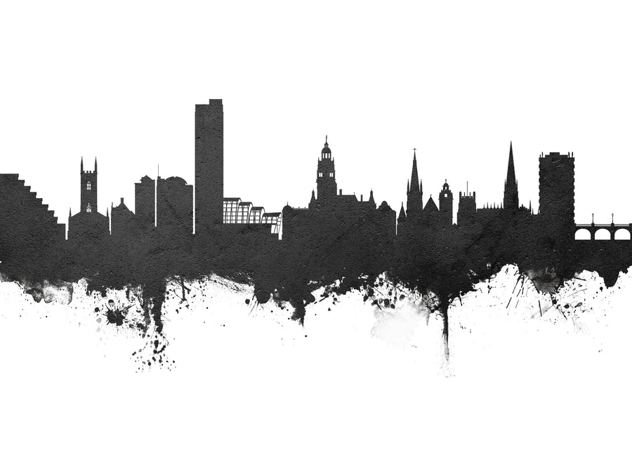 Sheffield England Skyline Black & White Mural Wallpaper
